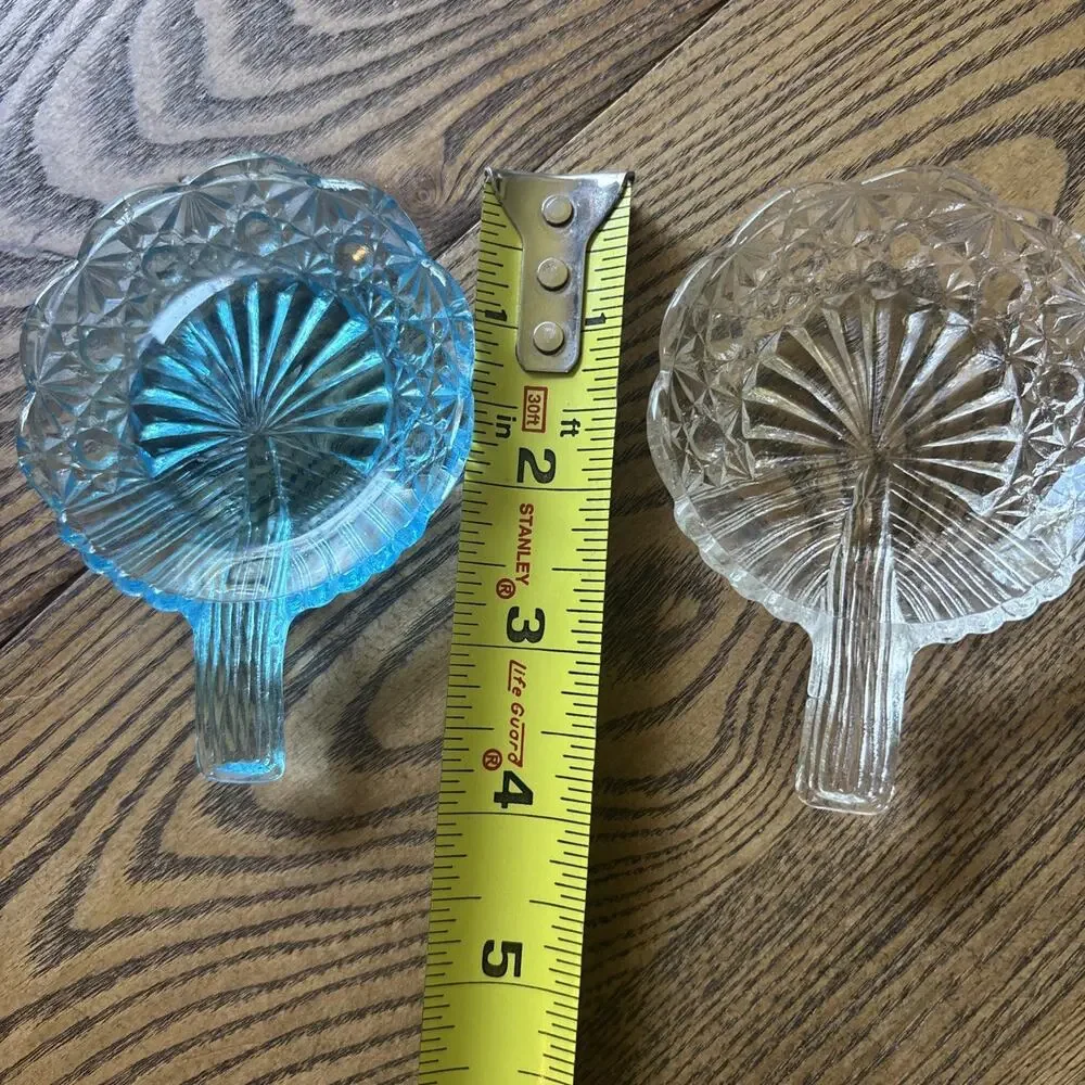 1960’s Daisy & Button pattern glass butter pats/salt dips/Ash Trays Set Of 2